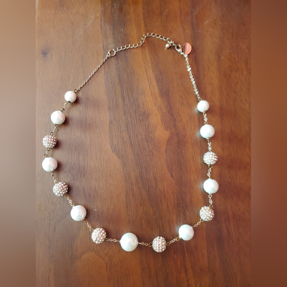 New Spring Street Fashion Jewelry Elegant Gold and White Pearl Diamond Necklace
